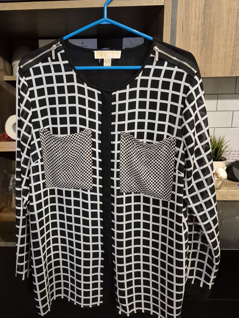 Michael Kors Black and Silver Zipper Detail